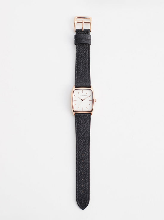 The Horse - The Dress Watch - Rose Gold / White Dial / Black Leather