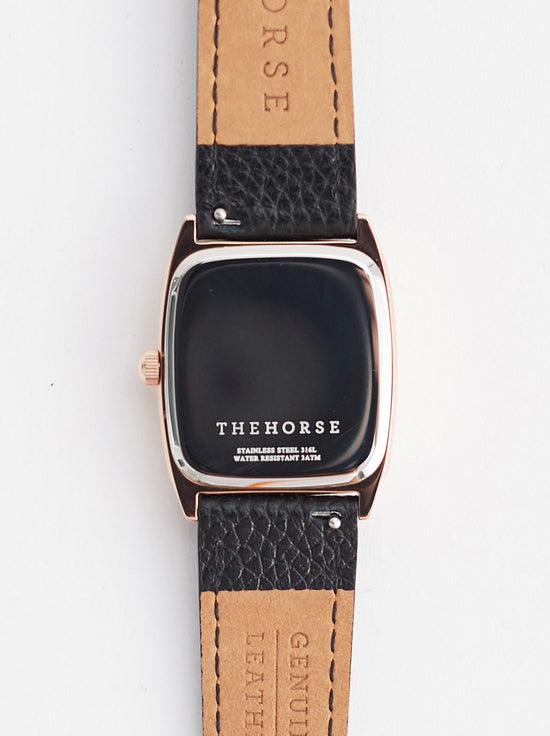 The Horse - The Dress Watch - Rose Gold / White Dial / Black Leather