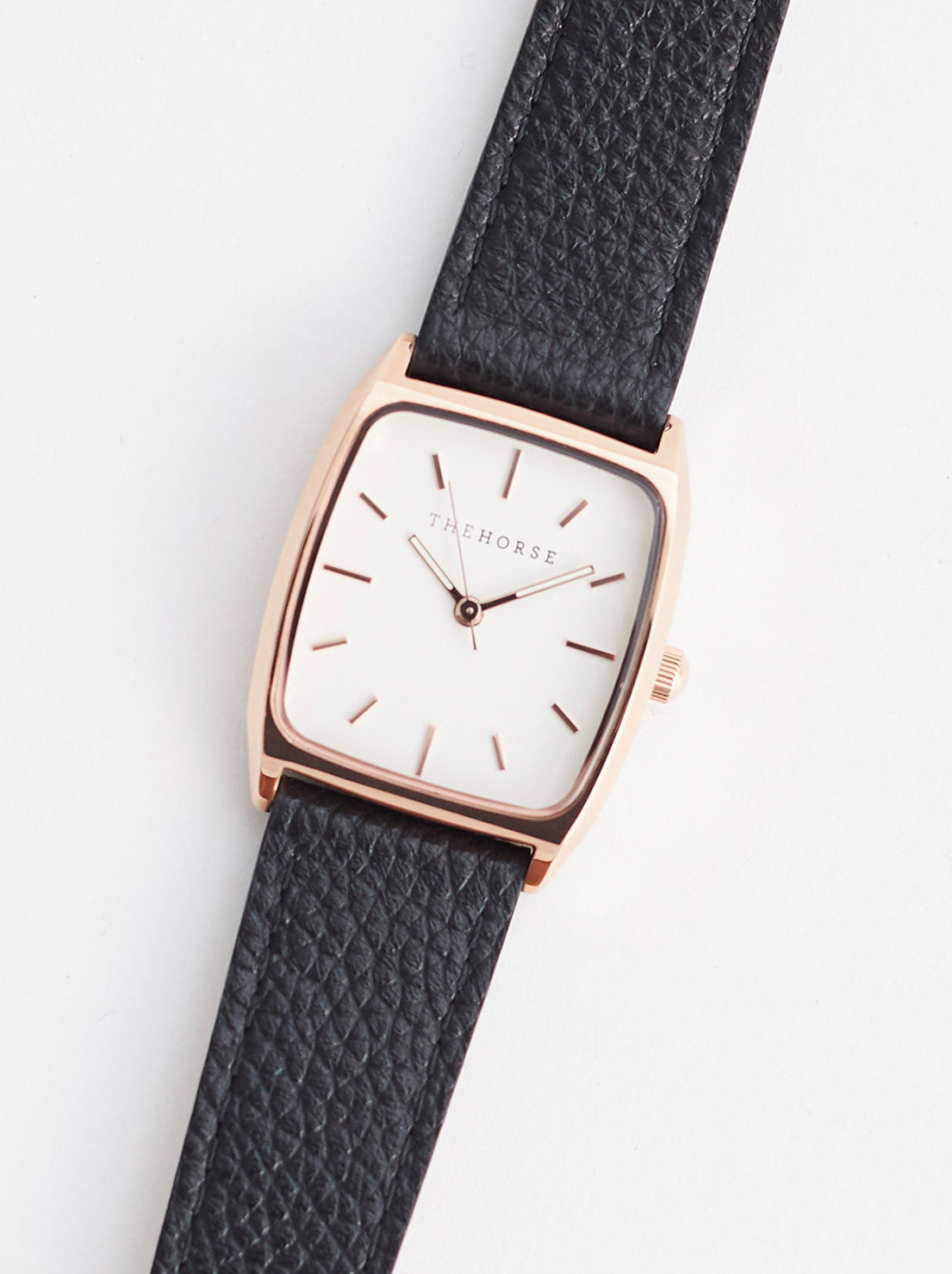 The Horse - The Dress Watch - Rose Gold / White Dial / Black Leather