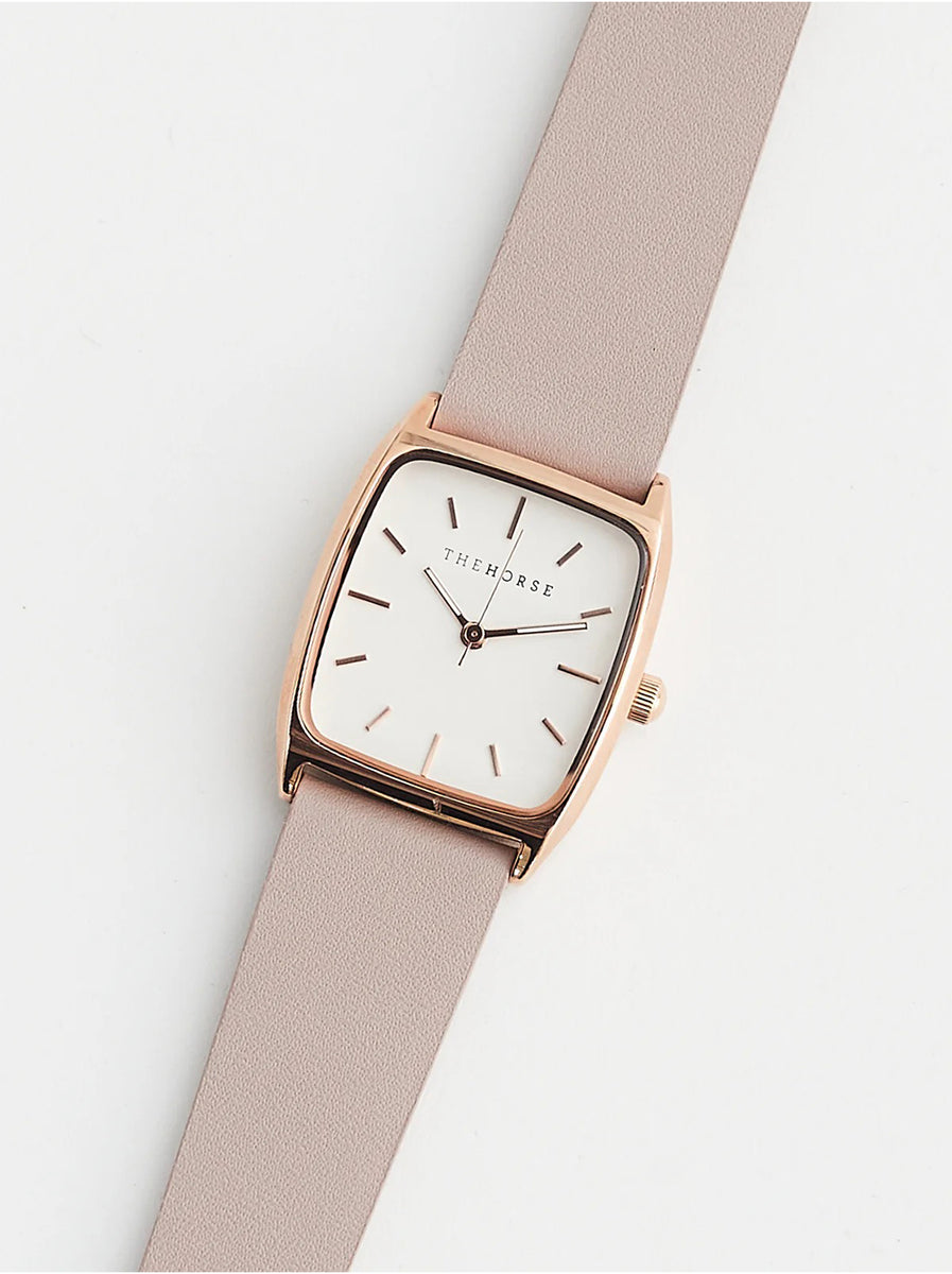 The Horse - The Dress Watch - Rose Gold / White Dial / Blush Leather S ...