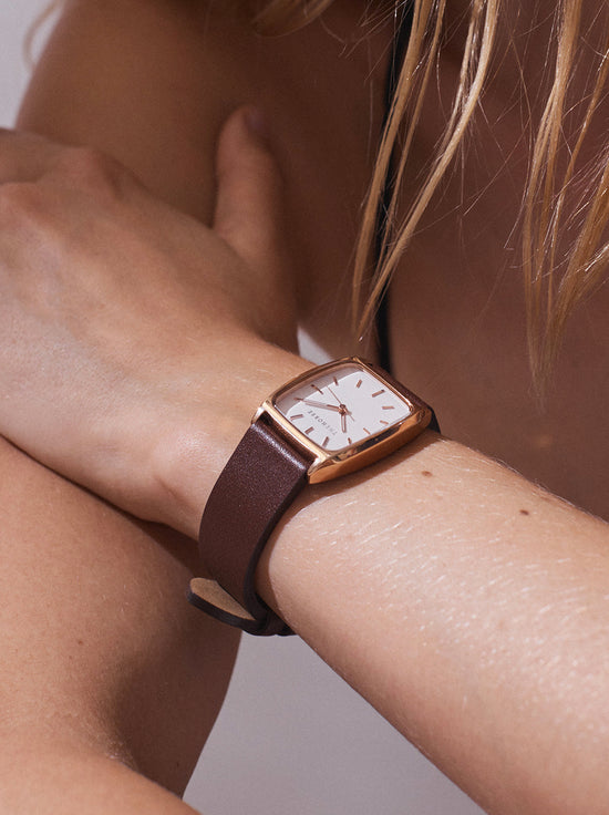 The Horse - The Dress Watch - Rose Gold / White Dial / Coffee Leather