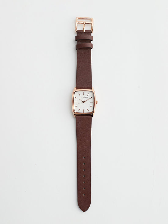 The Horse - The Dress Watch - Rose Gold / White Dial / Coffee Leather