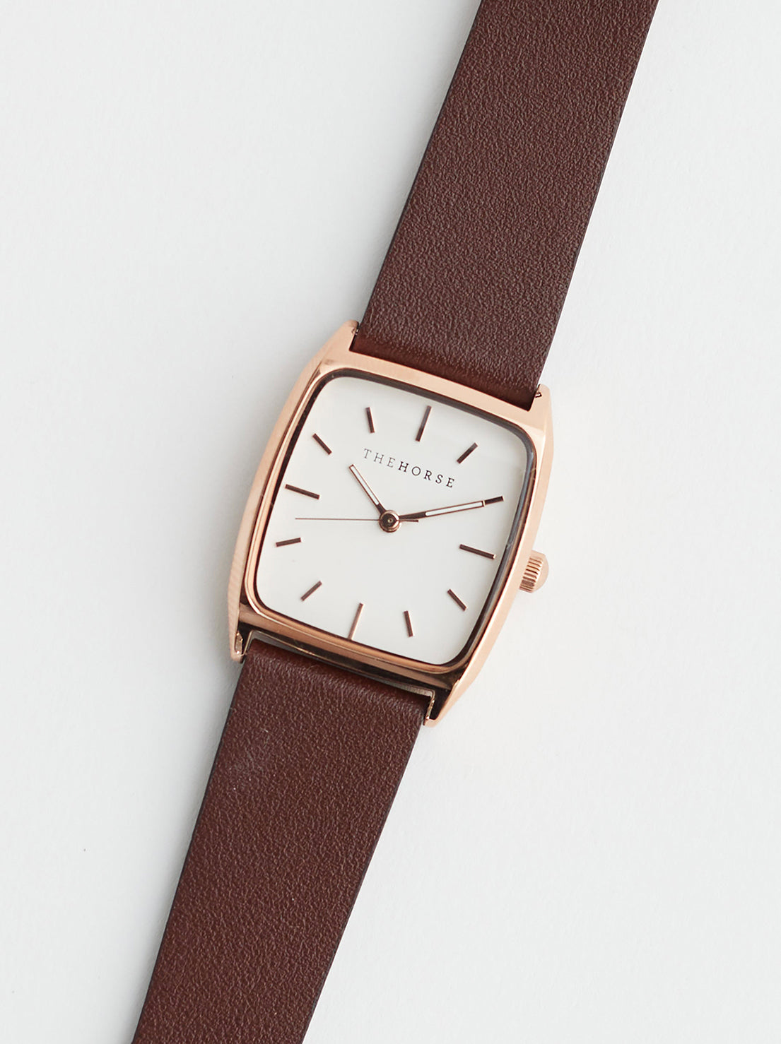 The Horse - The Dress Watch - Rose Gold / White Dial / Coffee Leather