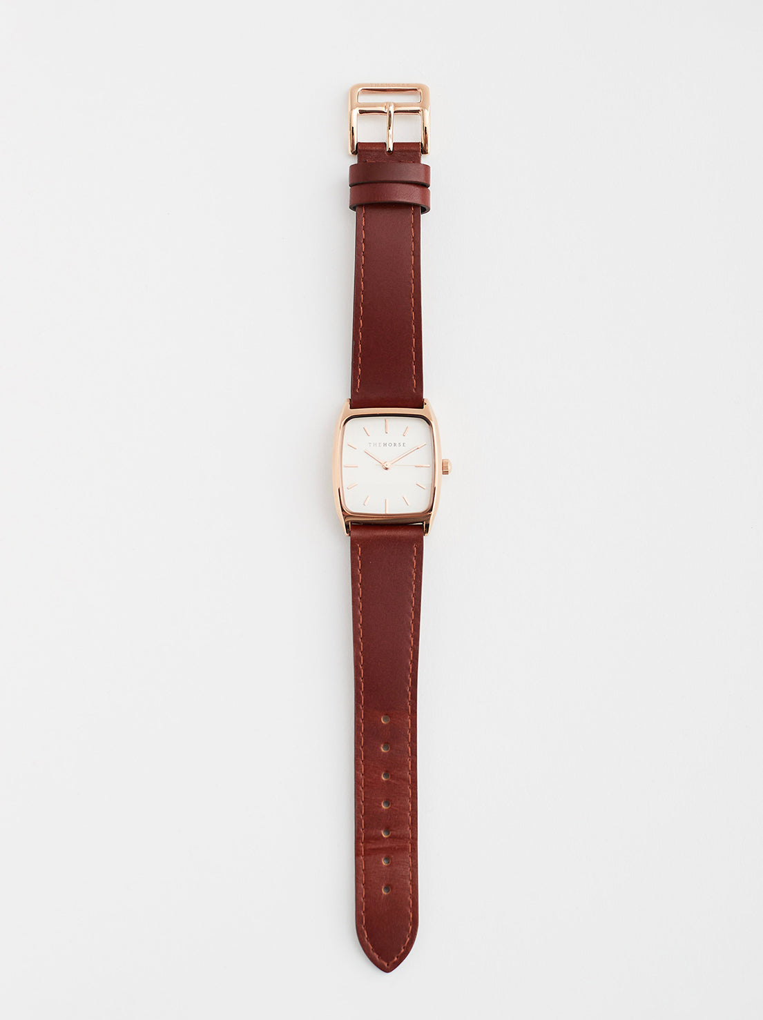 The Horse - The Dress Watch - Rose Gold / White Dial / Walnut Leather