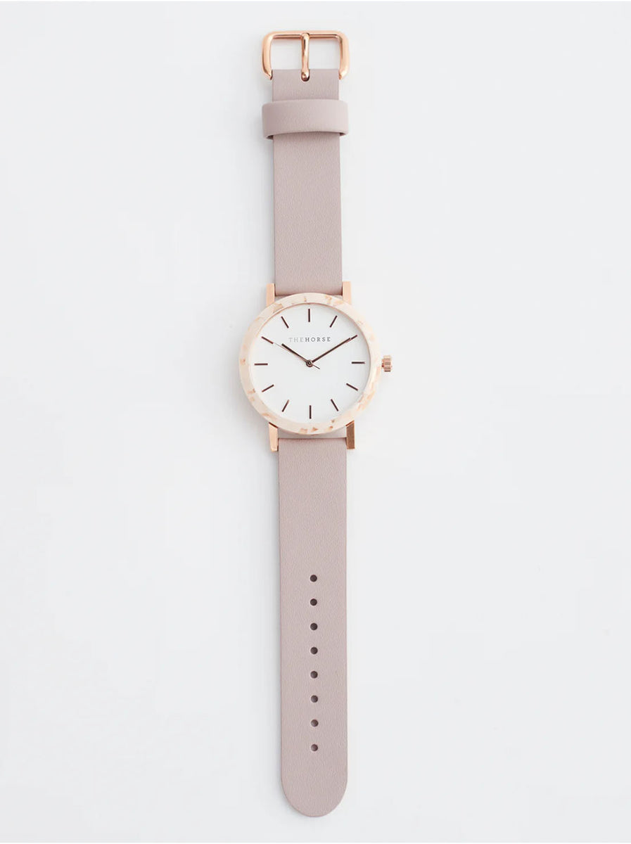 The Horse - The Resin Watch - Peach Speckle / White Dial / Rose Gold I ...