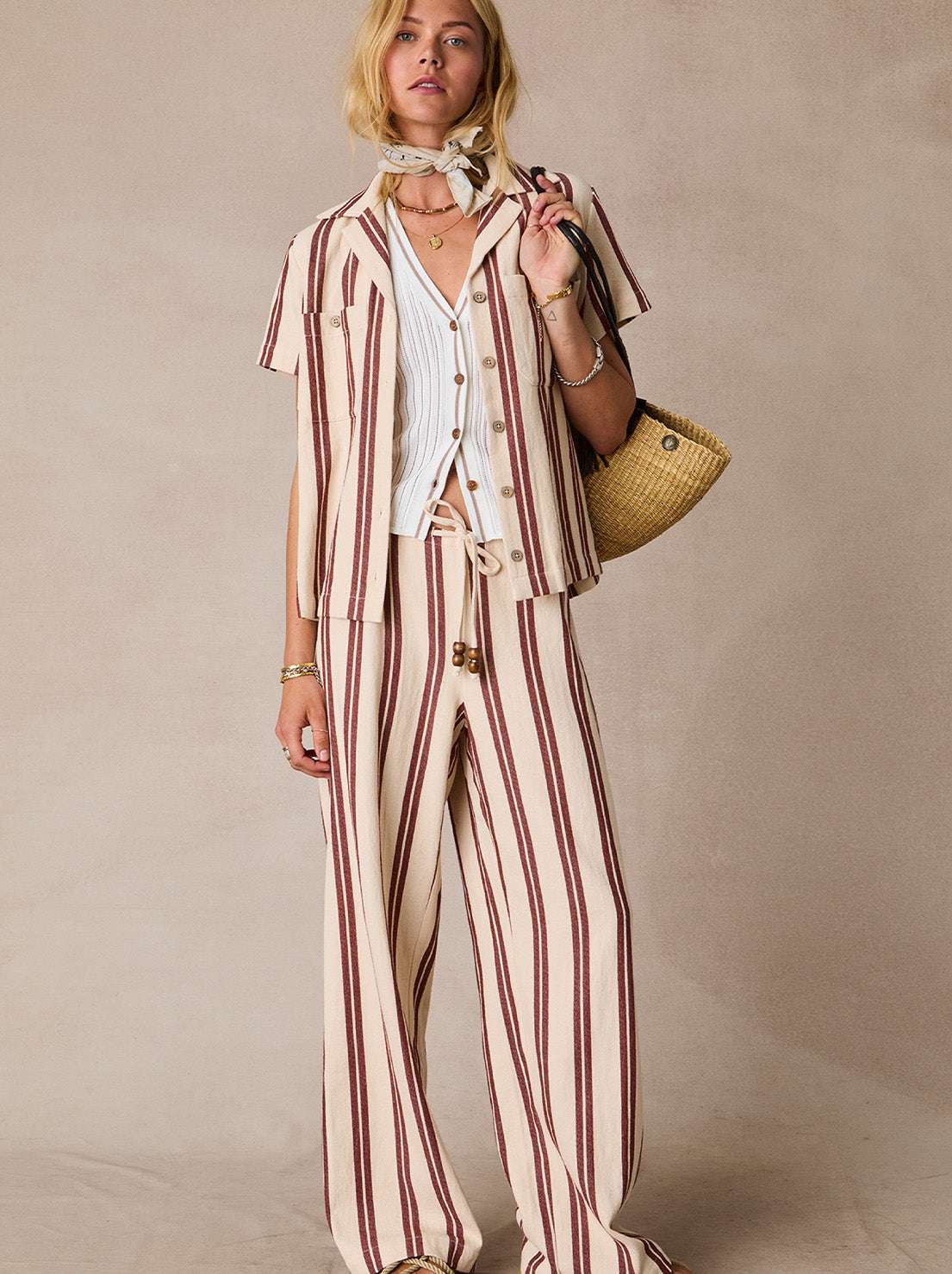 The Upside - Baja Charlie Drawstring Pant - Stripe