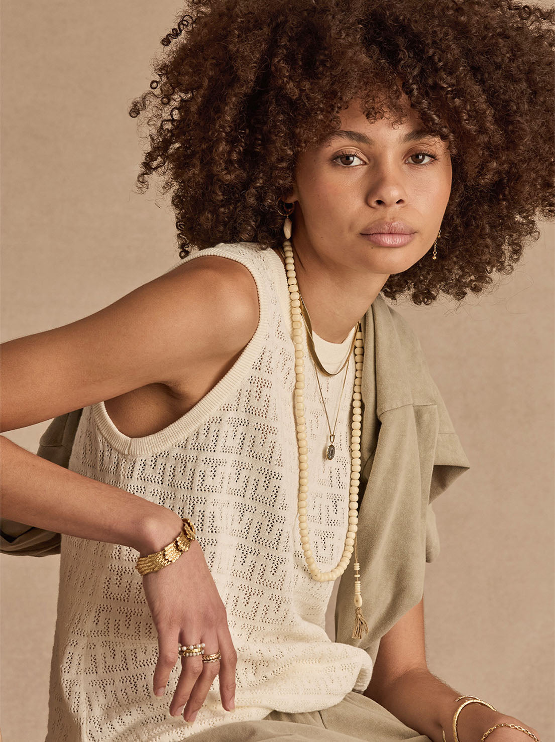 The Upside - Chennai Knitted Tara Tank - Cream