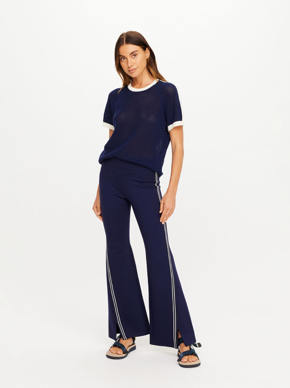 The Upside - Joyela Panelled Flare Pant - Navy