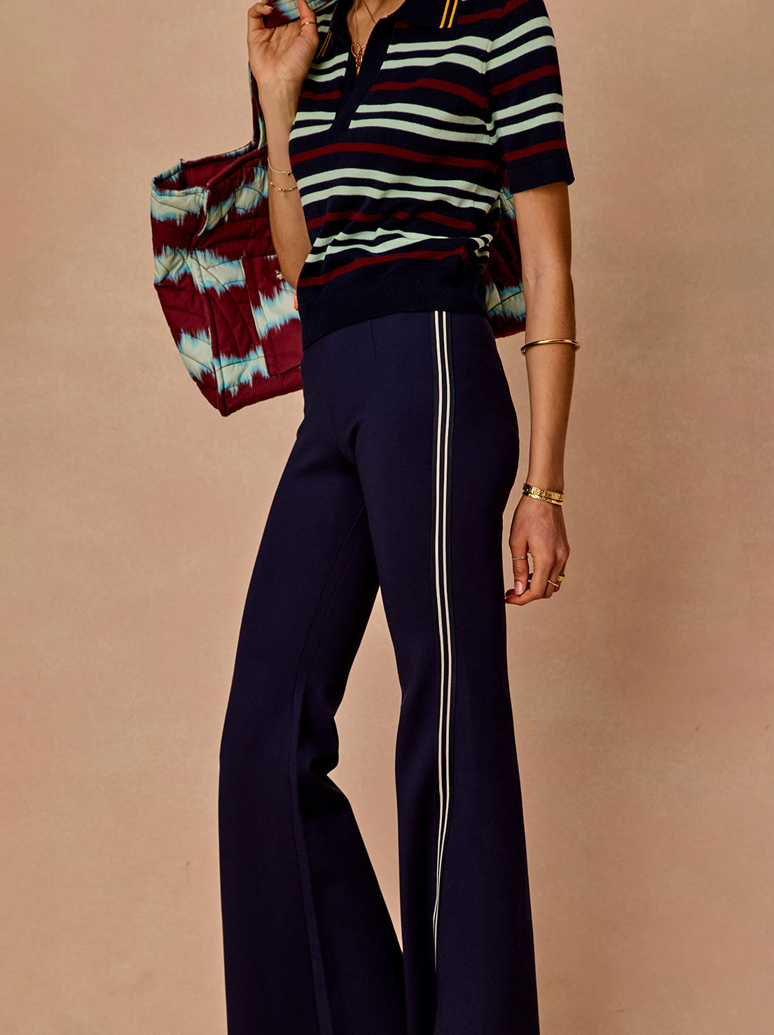 The Upside - Joyela Panelled Flare Pant - Navy