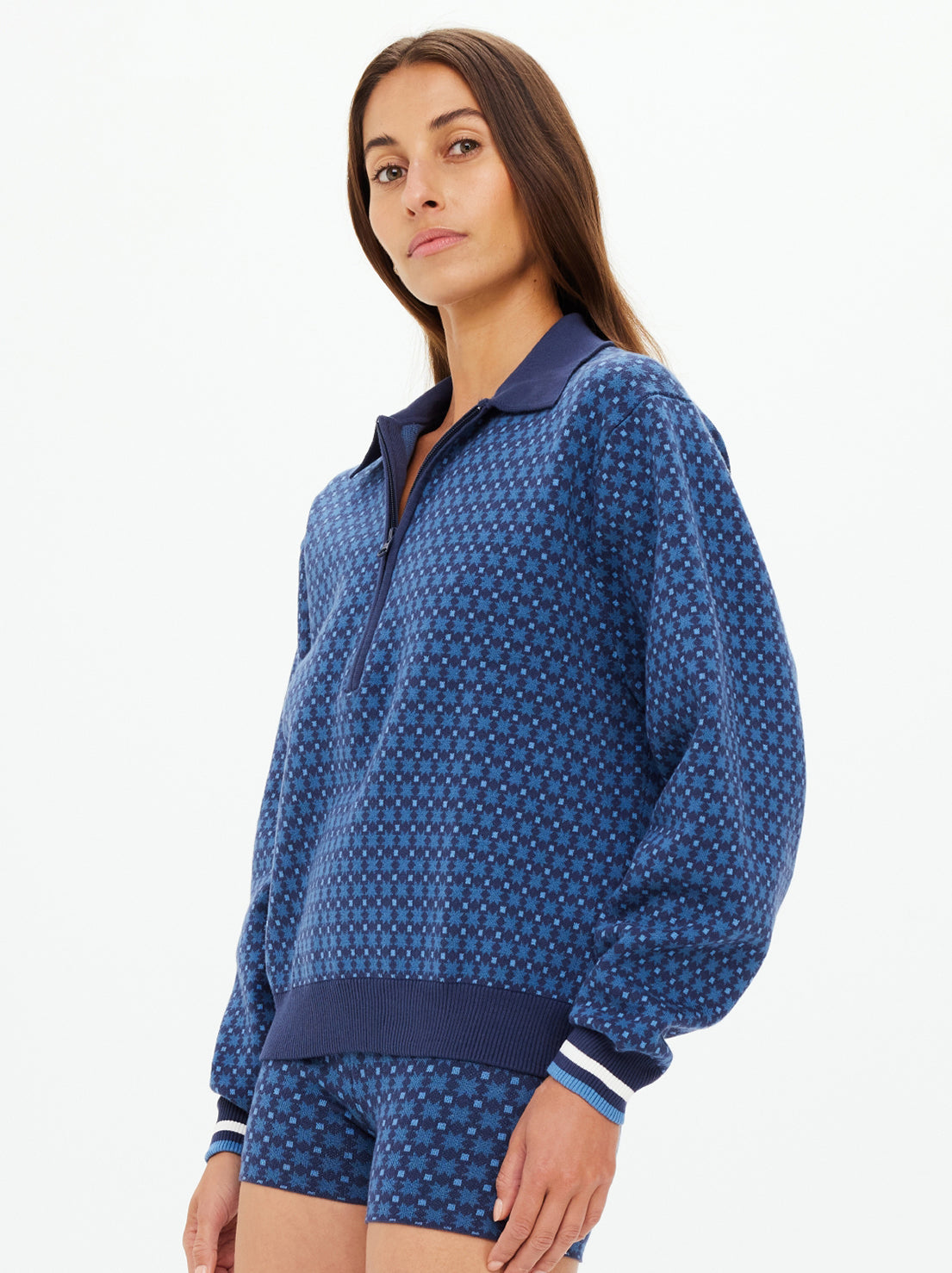The Upside - Lumiere Zane Knit Collared Top - Blue
