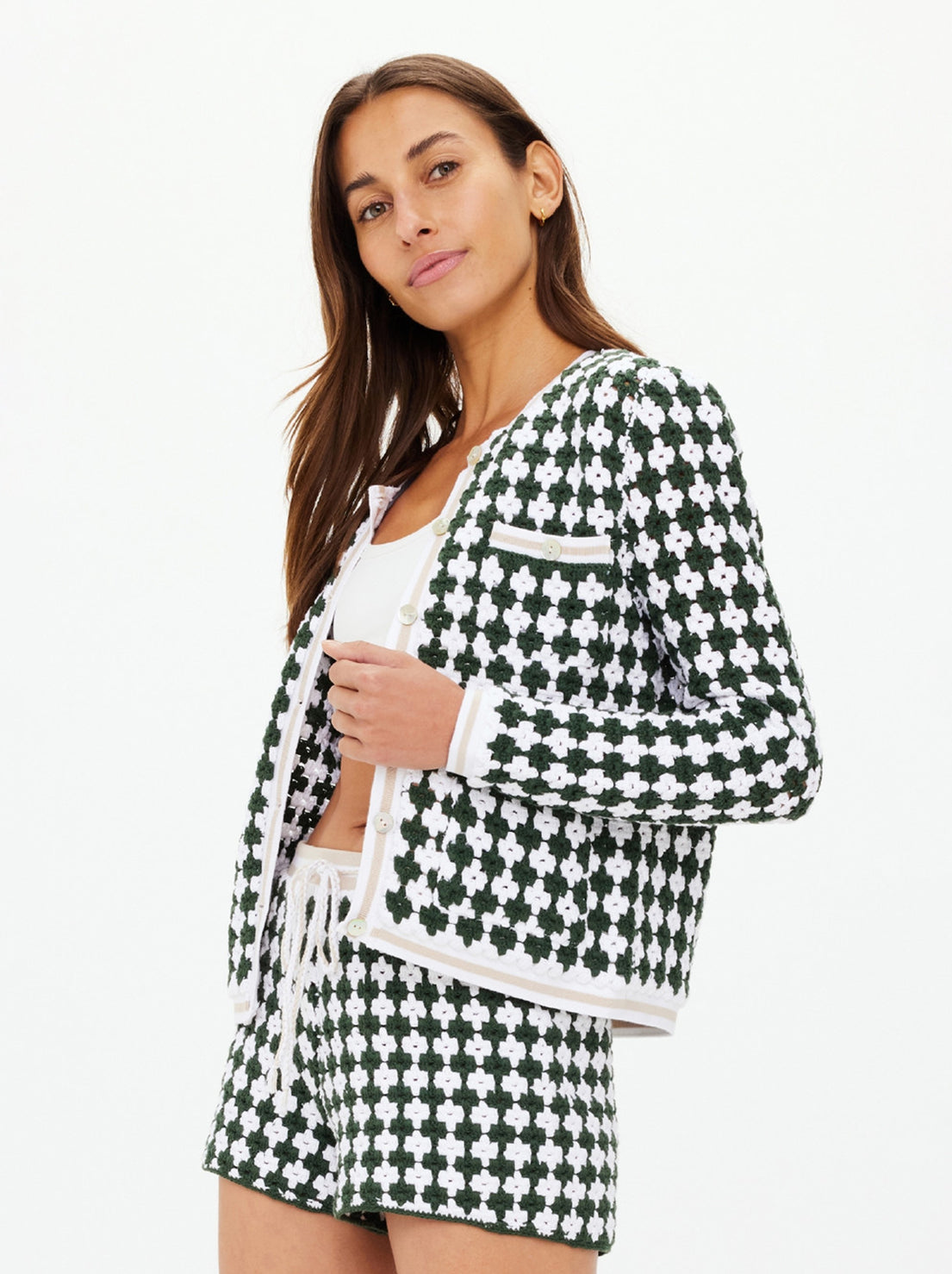 The Upside - Portobello Crochet Cardigan - Eden