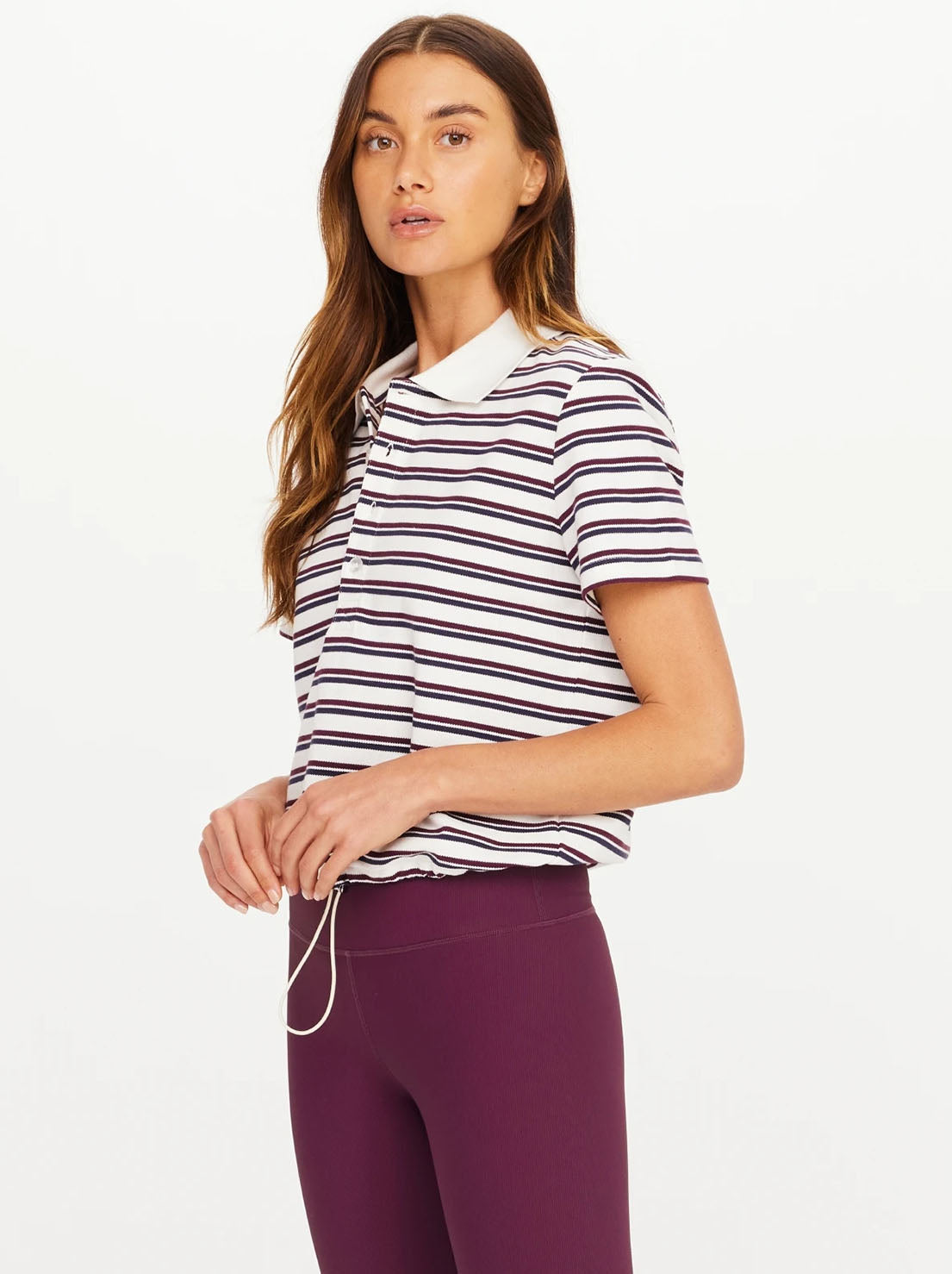 The Upside - Sophie Cropped Polo Shirt - Stripe
