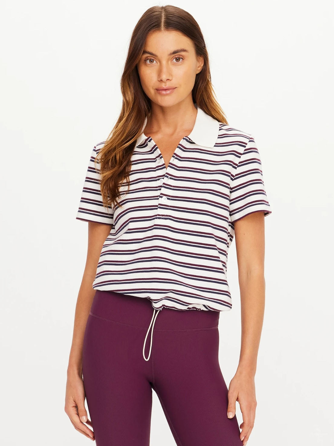 The Upside - Sophie Cropped Polo Shirt - Stripe