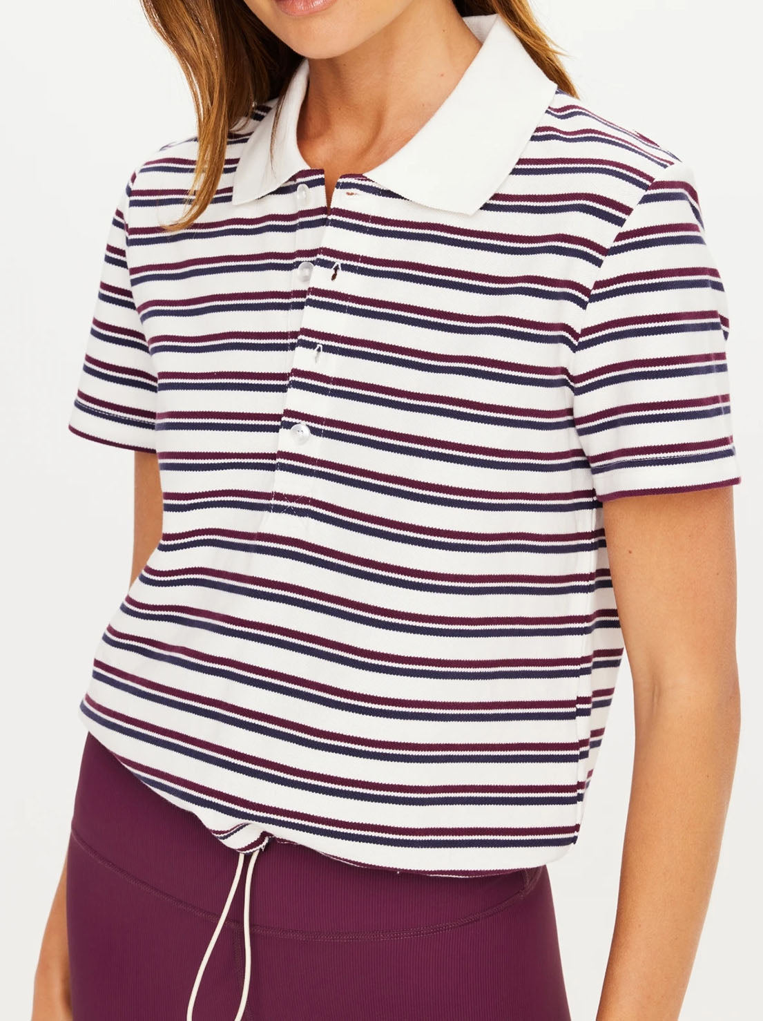 The Upside - Sophie Cropped Polo Shirt - Stripe