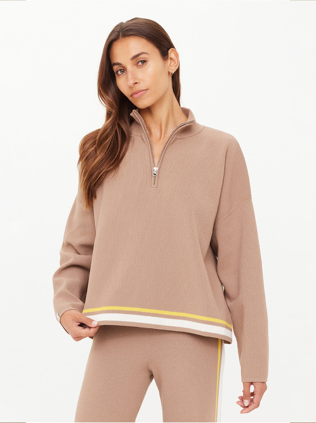 The Upside - Veneto Carter Knit Zip Top - Mocha