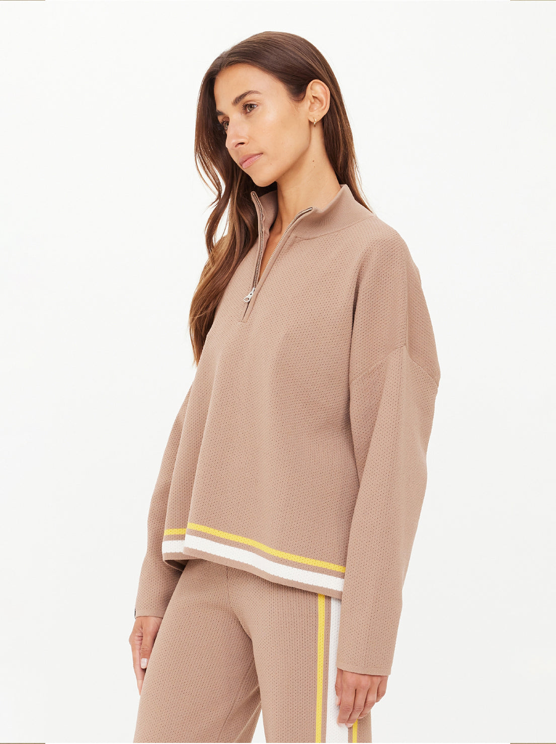 The Upside - Veneto Carter Knit Zip Top - Mocha