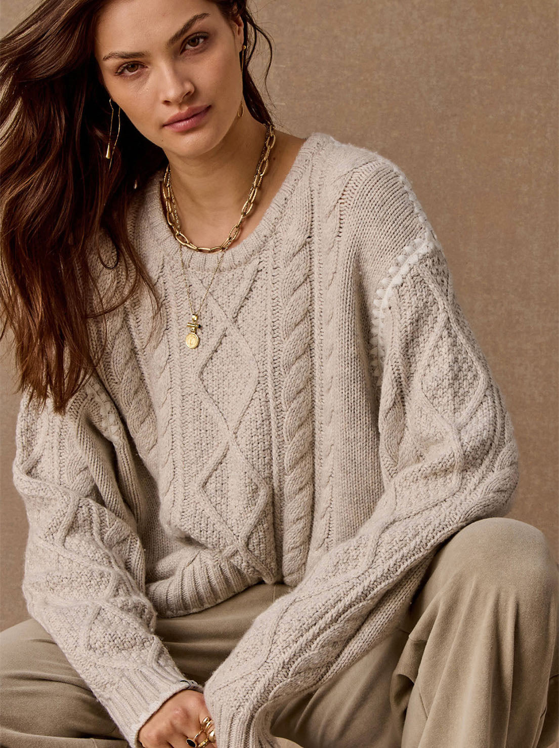 The Upside - Xanthe Crew Neck Knit Sweater - Cream