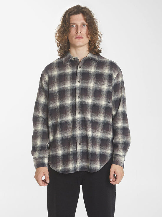 Thrills - Barrio Long Sleeve Flannel Shirt - Deep Plum