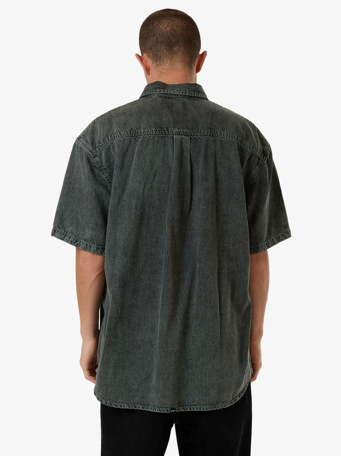 Thrills - Canyon Oversize Short Sleeve Denim Shirt - Dark Forest