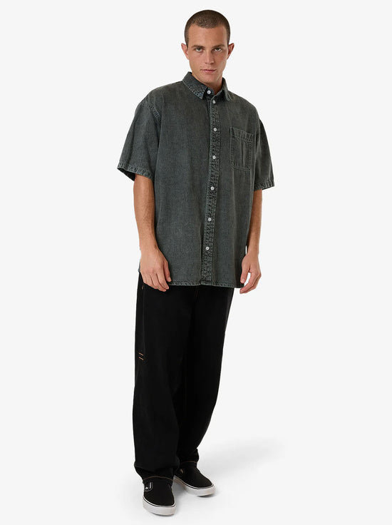 Thrills - Canyon Oversize Short Sleeve Denim Shirt - Dark Forest