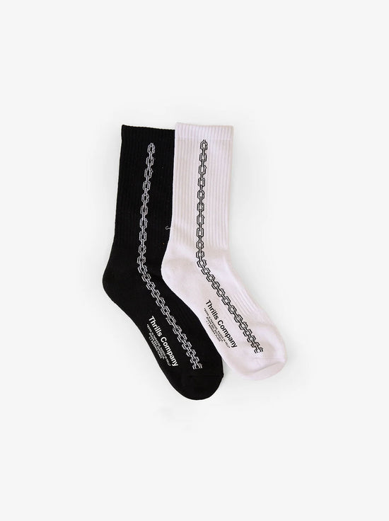 Thrills - Chain Reaction 2 Pack Socks - Black/White