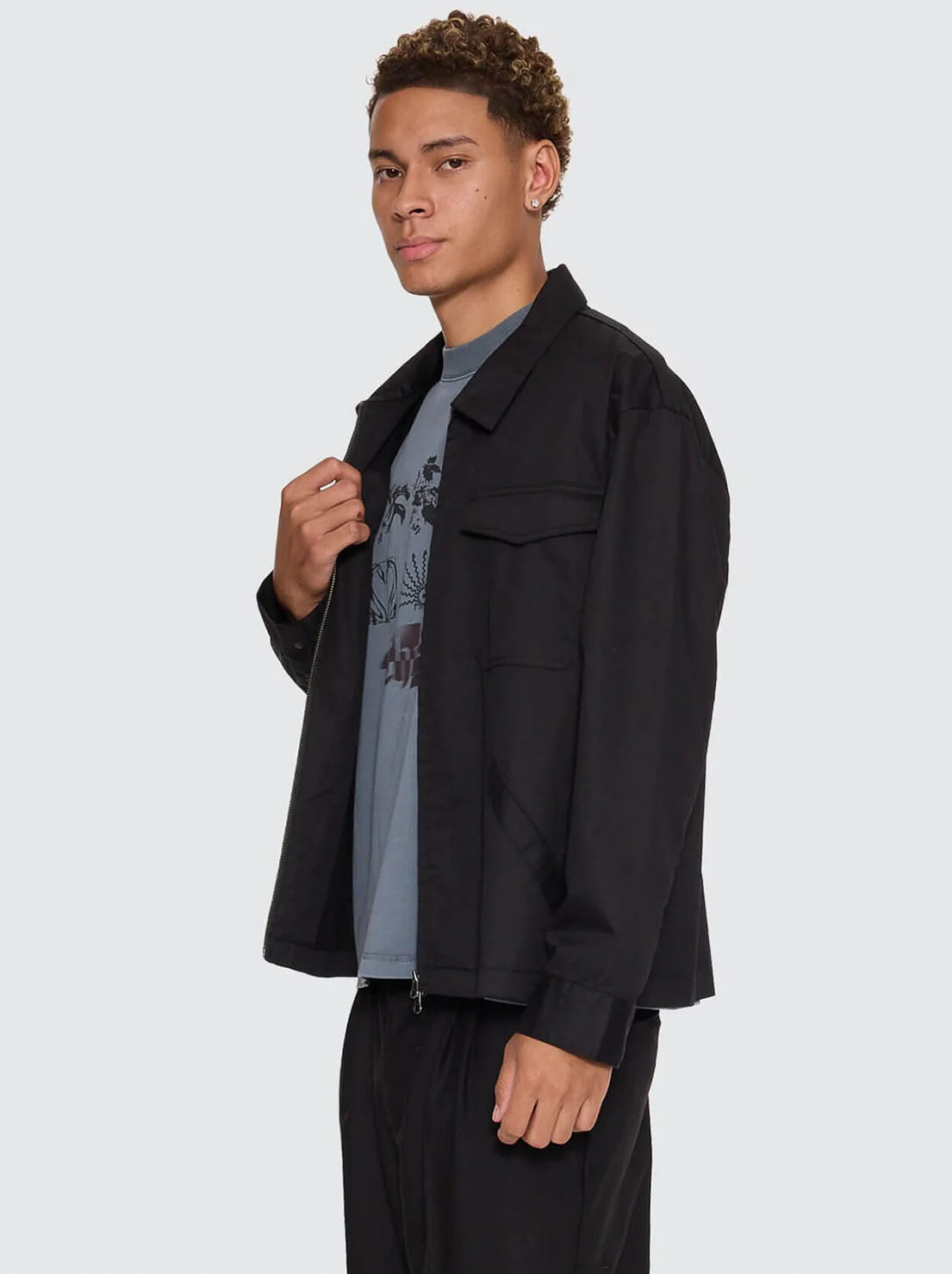 Thrills - Chaotic Interventions Cropped Overshirt - Black