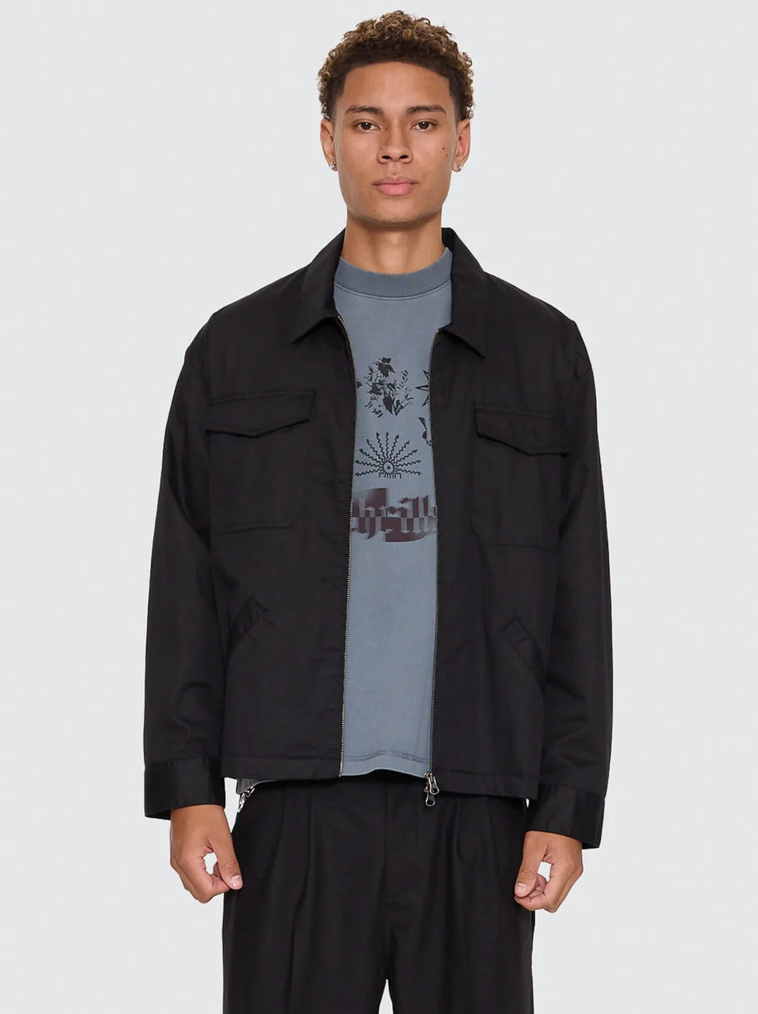 Thrills - Chaotic Interventions Cropped Overshirt - Black