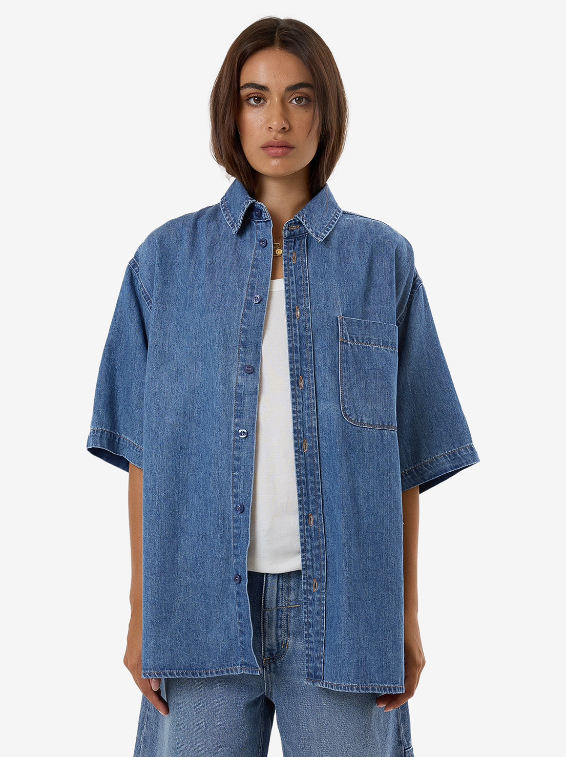 Thrills - Darian Denim Shirt - Dark Dust Blue