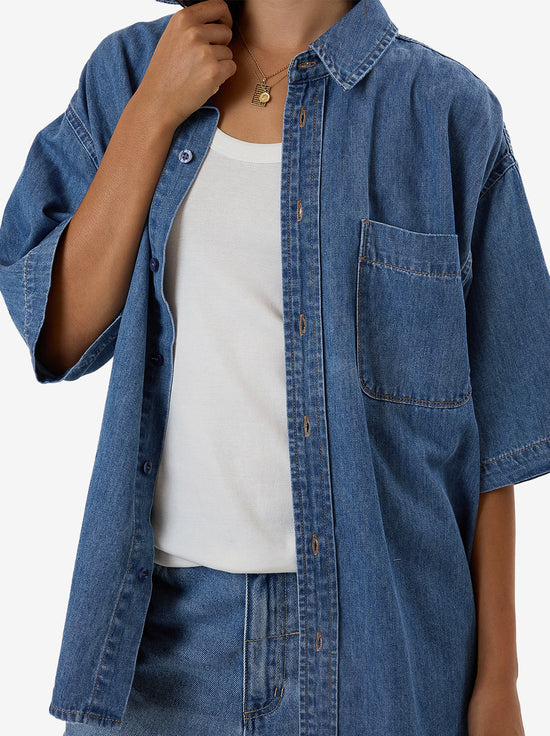 Thrills - Darian Denim Shirt - Dark Dust Blue