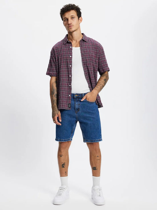 Thrills - Excitement Short Sleeve Cropped Shirt - Shiraz