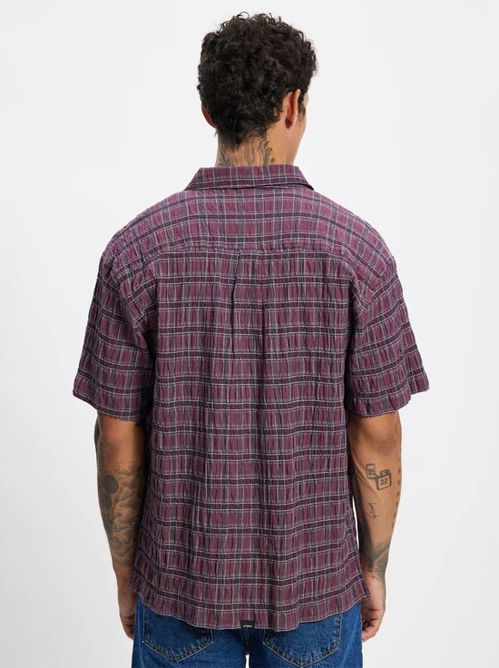 Thrills - Excitement Short Sleeve Cropped Shirt - Shiraz