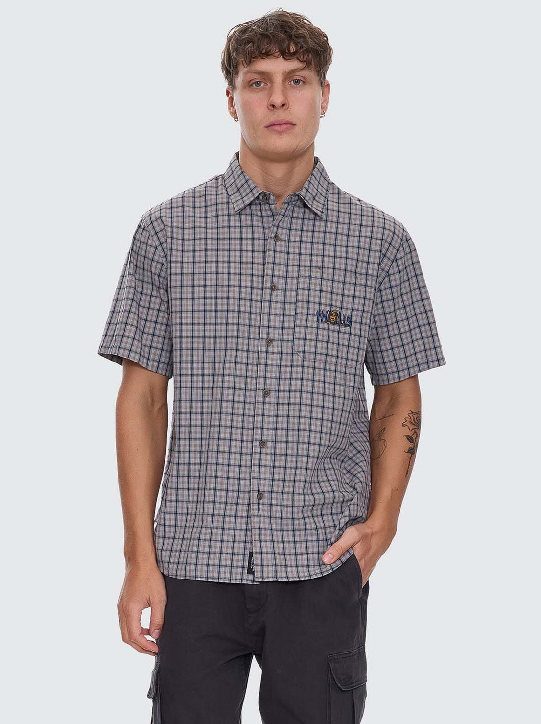Thrills - Eyes In The Grass Short Sleeve Shirt - Light Grey