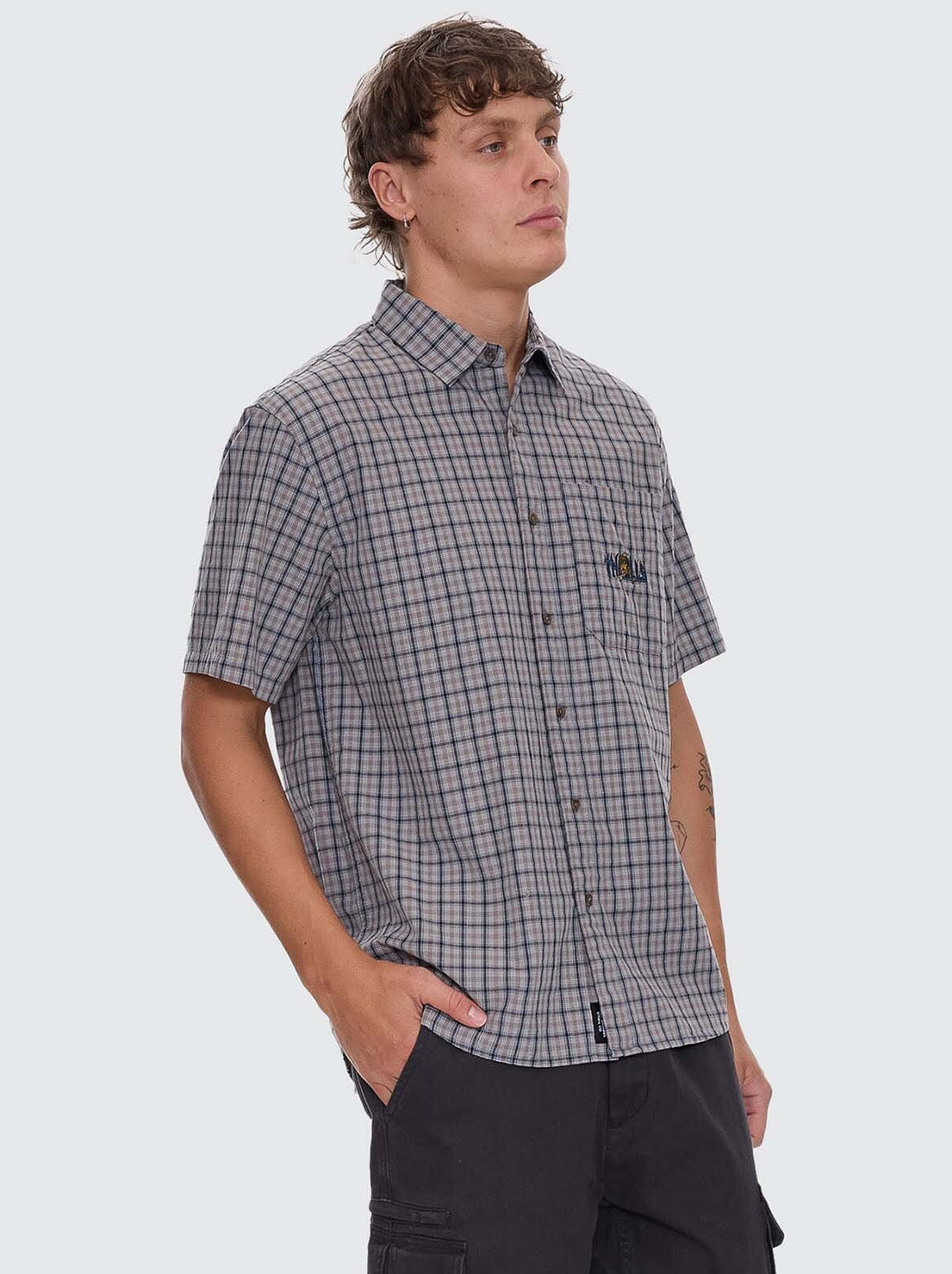 Thrills - Eyes In The Grass Short Sleeve Shirt - Light Grey
