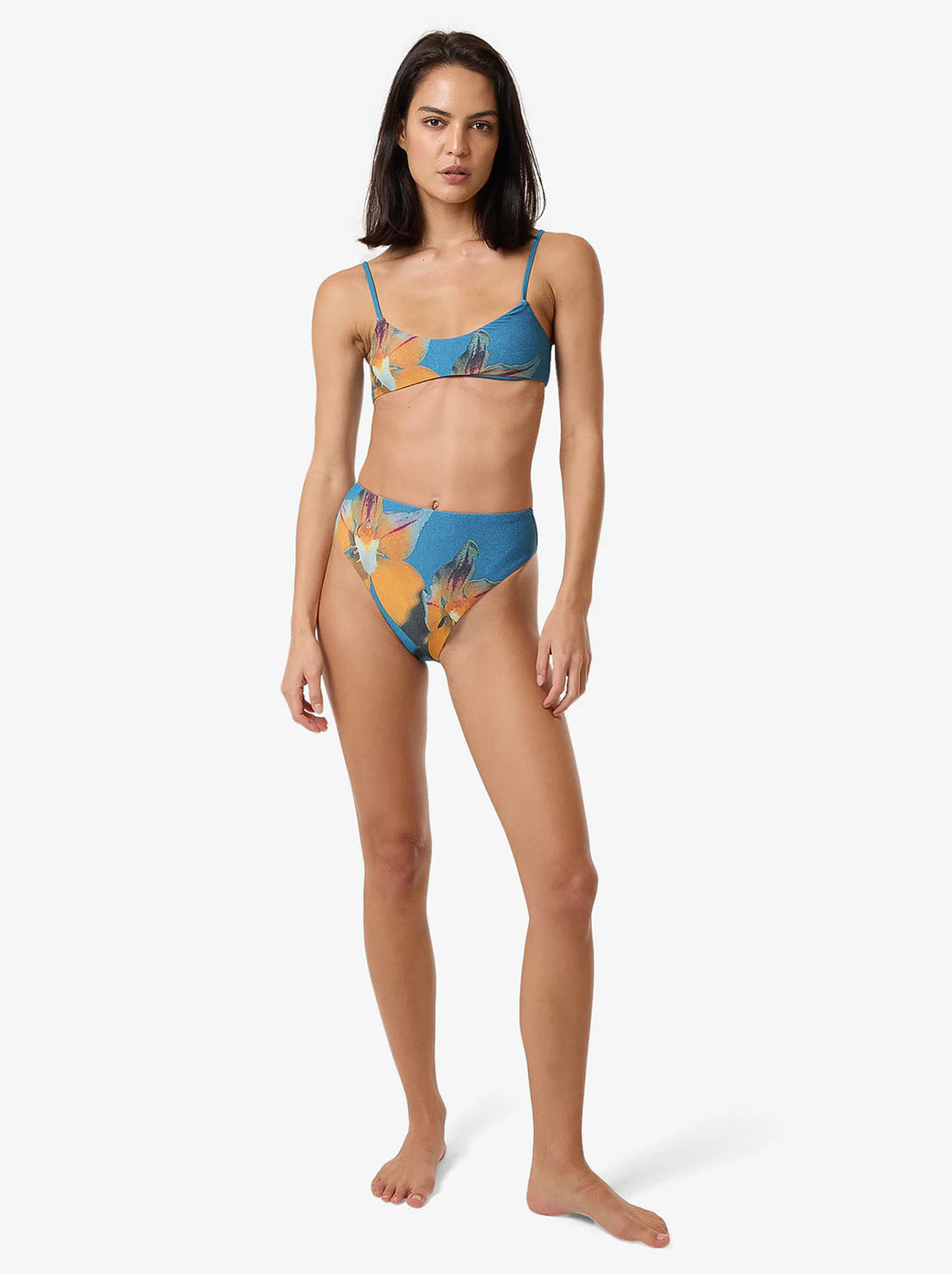 Thrills - Flower Society 90S High Cut Bikini Bottom - Stella Blue