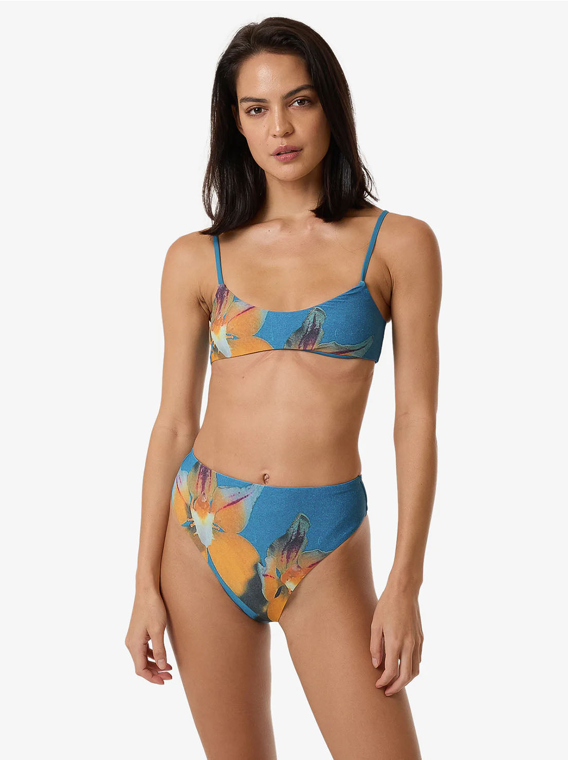 Thrills - Flower Society 90S High Cut Bikini Bottom - Stella Blue