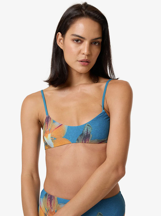 Thrills - Flower Society Crop Bikini Top - Stella Blue