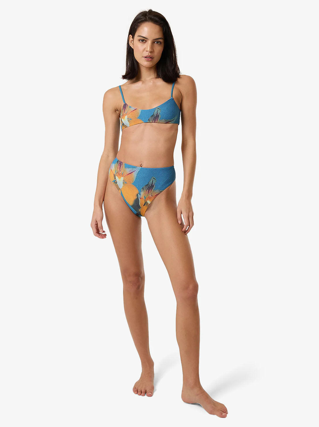 Thrills - Flower Society Crop Bikini Top - Stella Blue