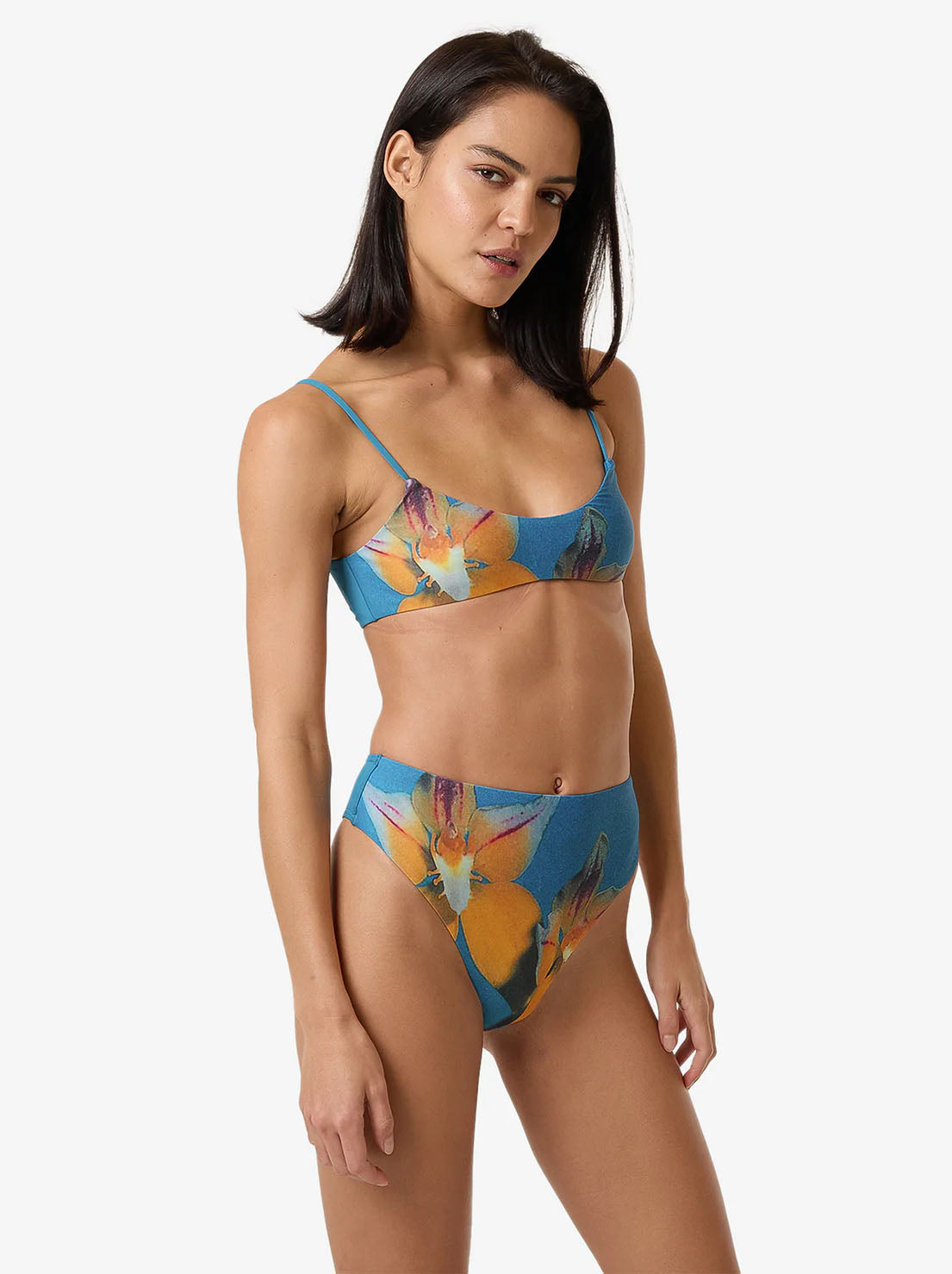 Thrills - Flower Society Crop Bikini Top - Stella Blue