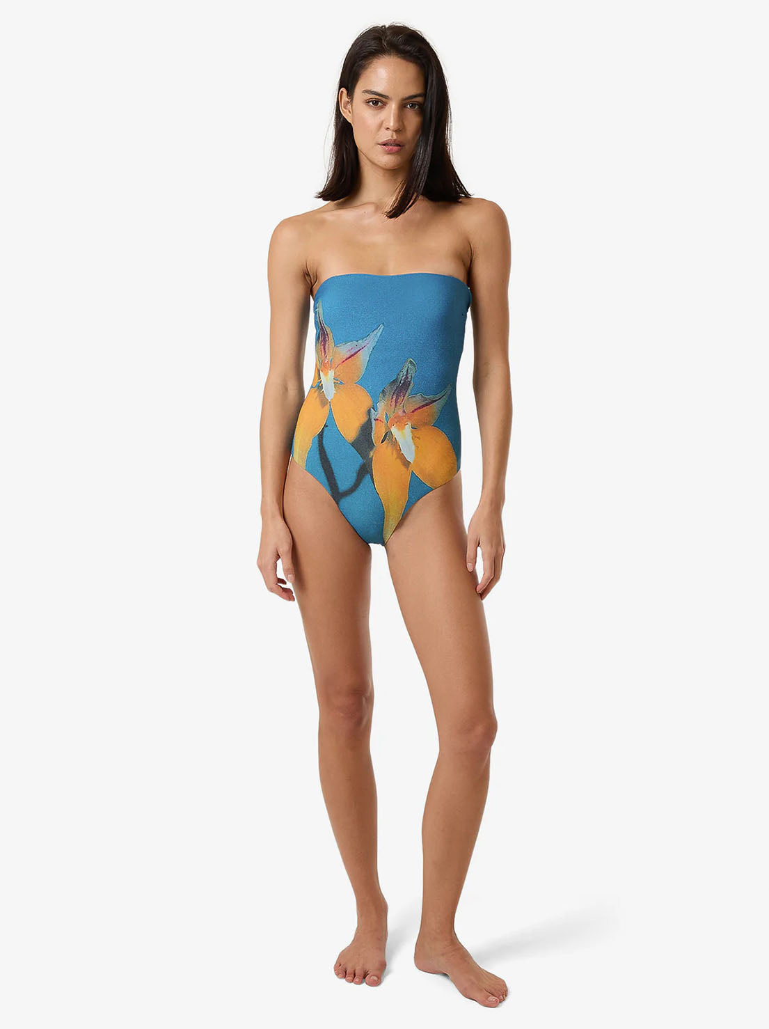 Thrills - Flower Society Strapless One Piece - Stella Blue