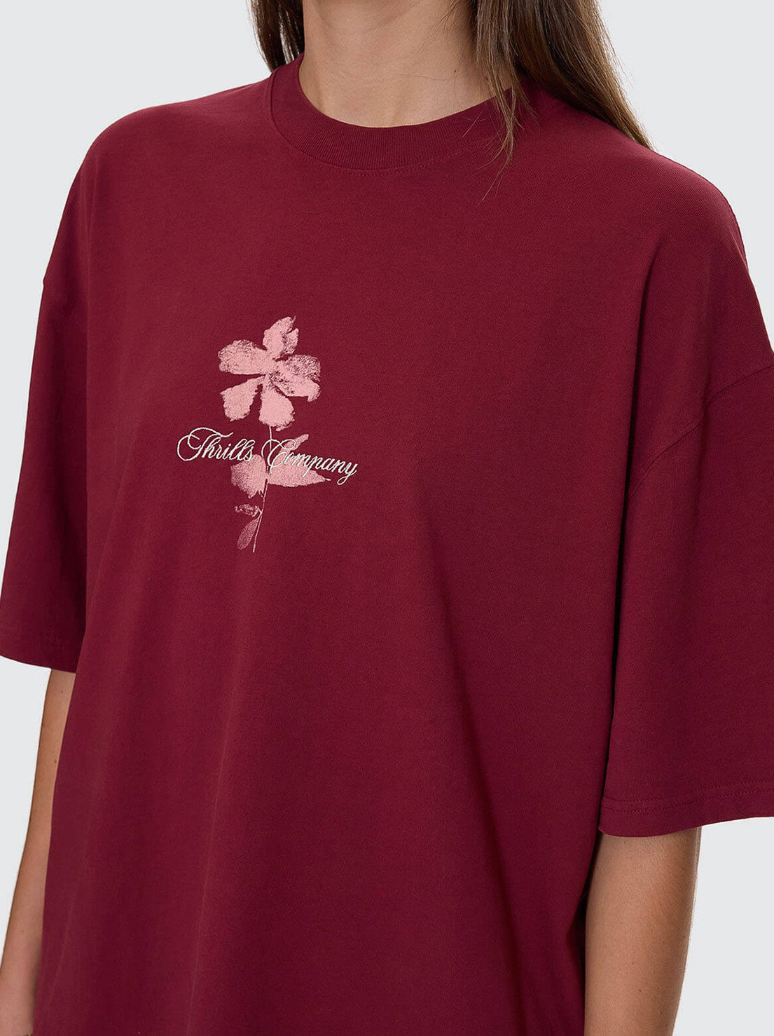 Thrills - Full Bloom Oversized Tee - Pomegranate