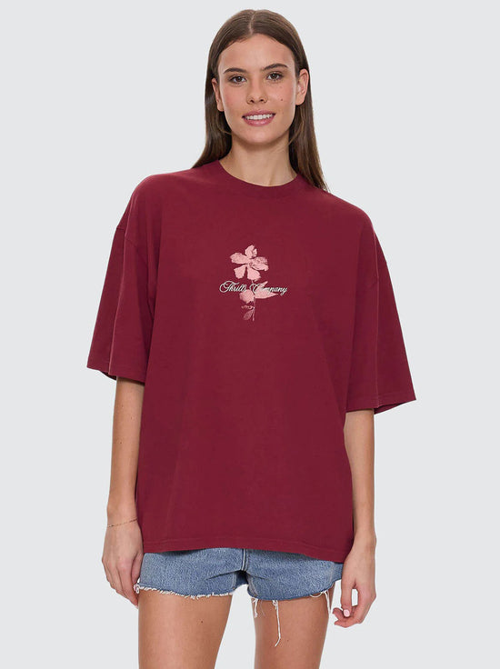 Thrills - Full Bloom Oversized Tee - Pomegranate