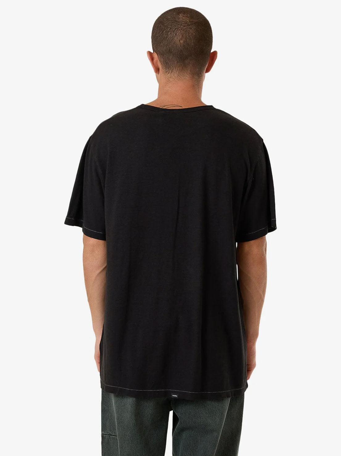 Thrills - Hemp Embro Lightweight Contrast Stitch Merch Fit Tee - Black