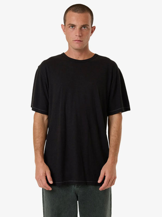 Thrills - Hemp Embro Lightweight Contrast Stitch Merch Fit Tee - Black