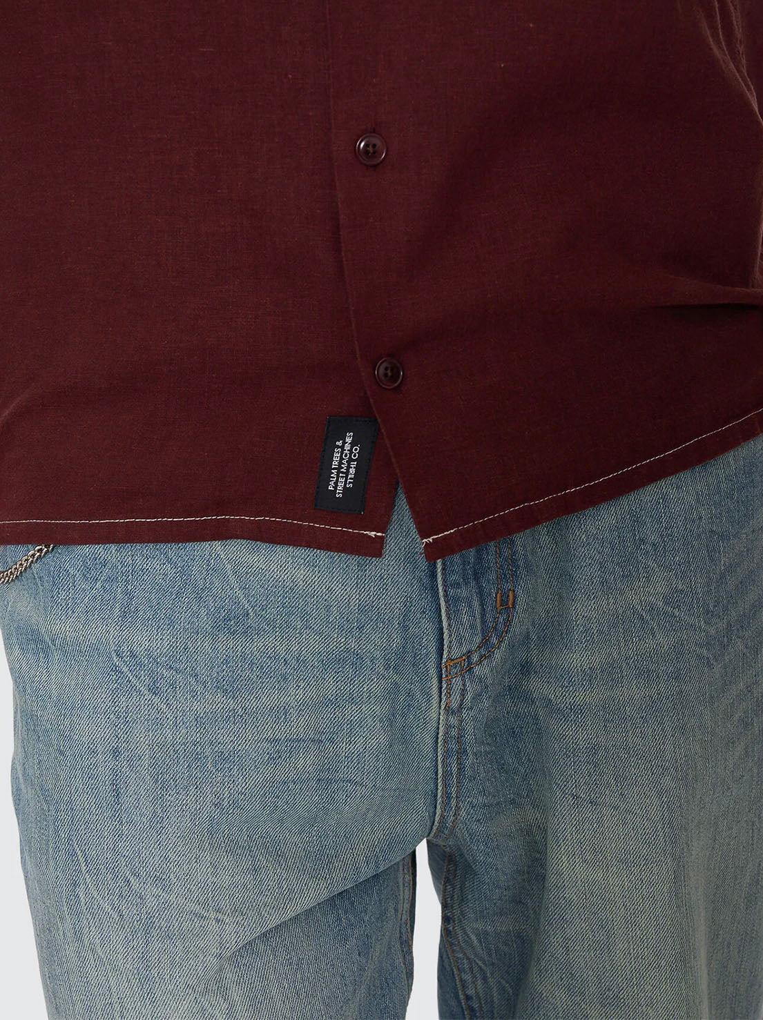 Thrills - Hemp Minimal Contrast Stitch Cropped Bowling Shirt - Bitter Chocolate