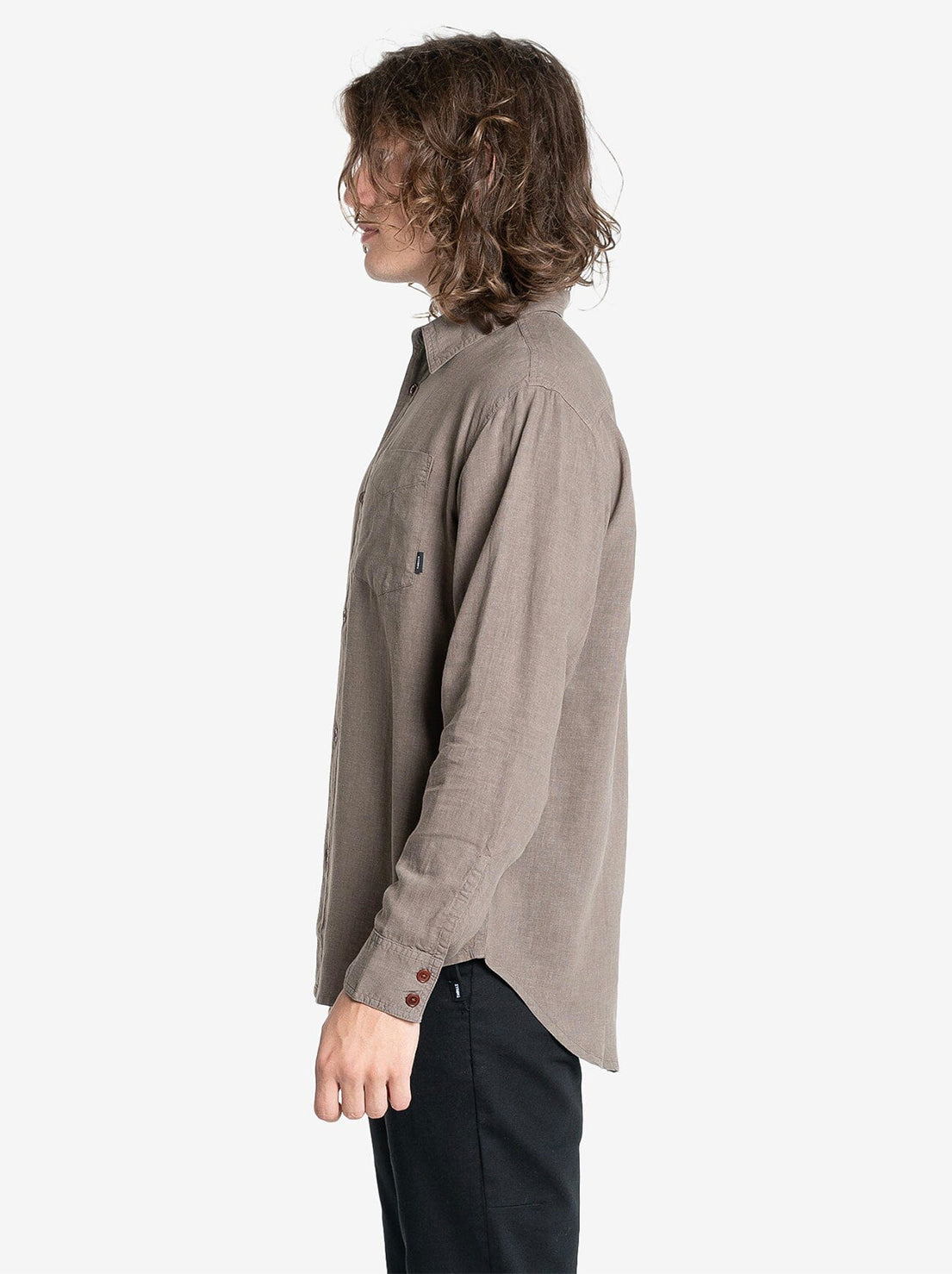 Thrills - Hemp Minimal Thrills Oversized Long Sleeve Shirt - Light Canteen