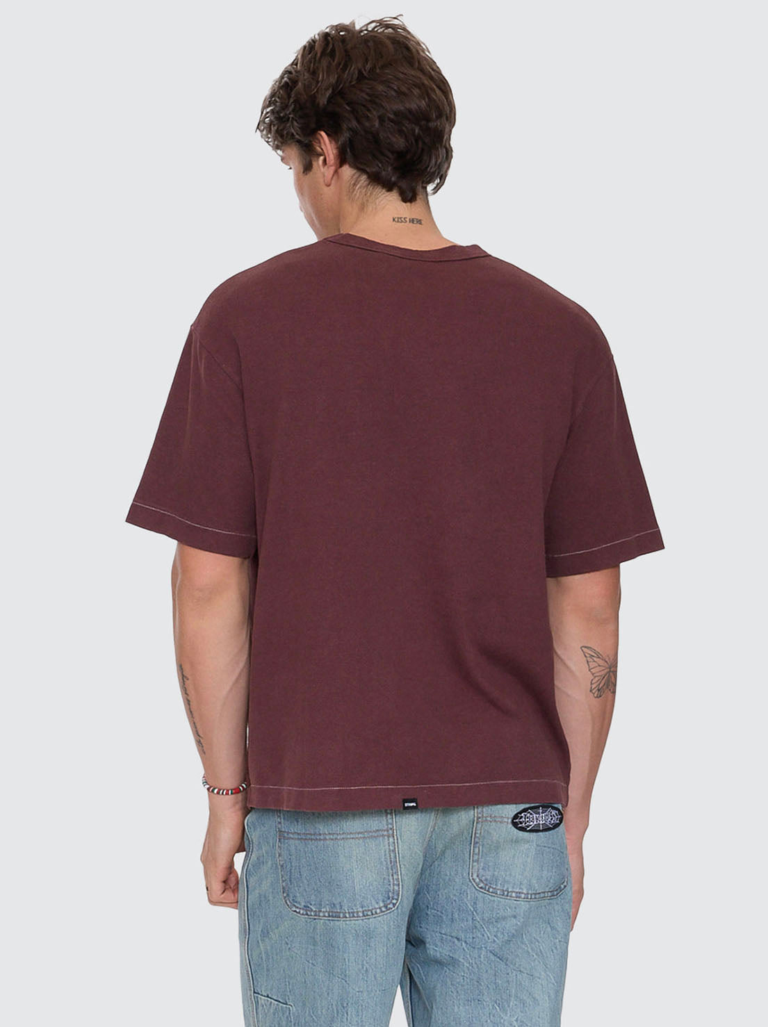 Thrills - Hemp Thrills Contrast Stitch Box Fit Oversize Cropped Tee - Bitter Chocolate