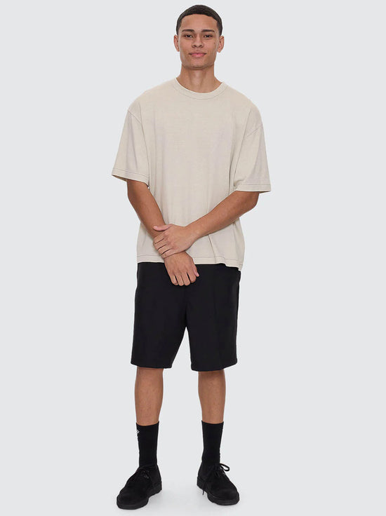 Thrills - Hemp Thrills Embro Contrast Stitch Box Fit Oversize Cropped Tee - Oatmeal