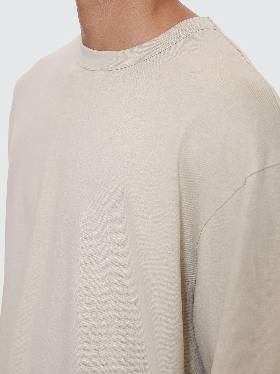 Thrills - Hemp Thrills Embro Contrast Stitch Box Fit Oversize Cropped Tee - Oatmeal