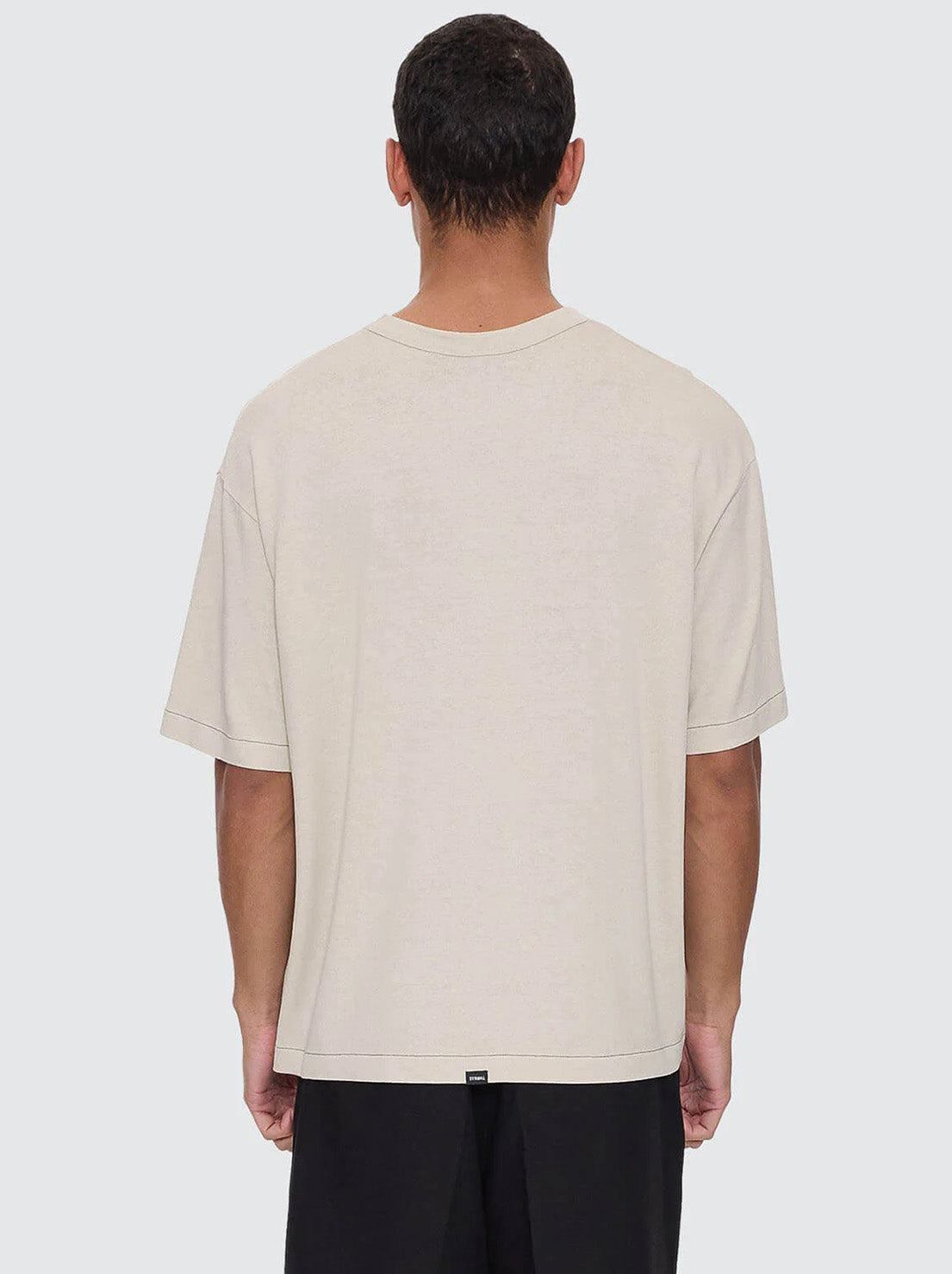 Thrills - Hemp Thrills Embro Contrast Stitch Box Fit Oversize Cropped Tee - Oatmeal