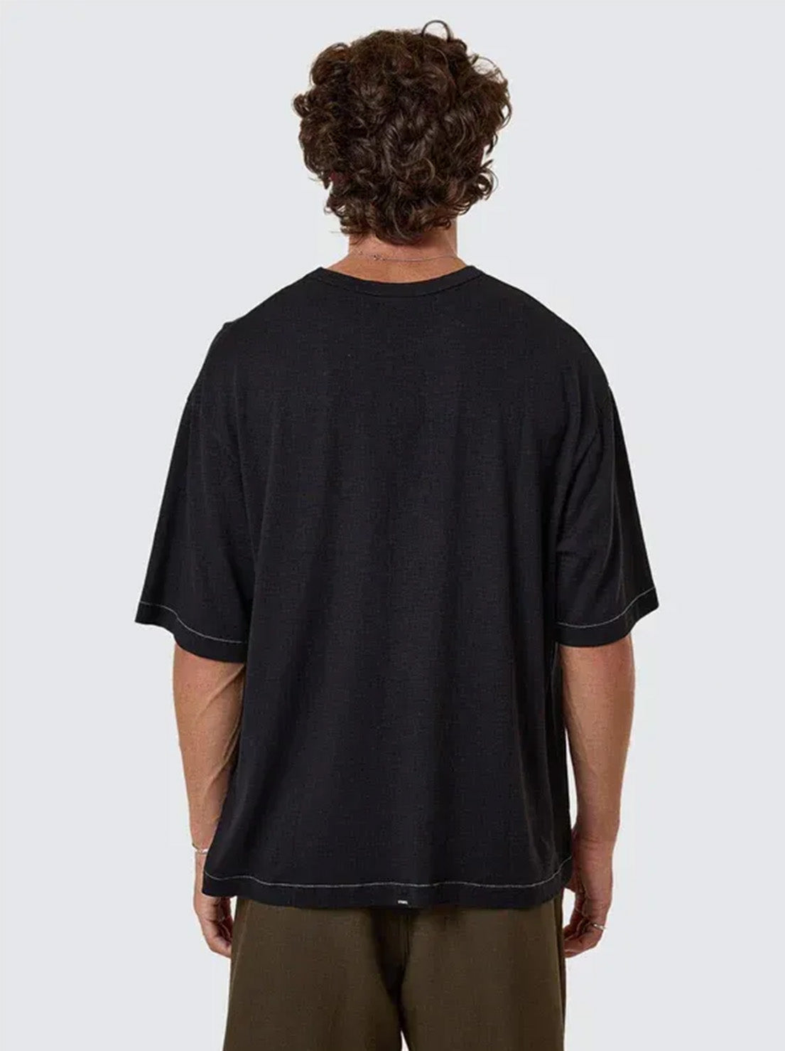 Thrills - Hemp Thrills Embro Contrast Stitch Box Fit Oversize Short Tee - Black